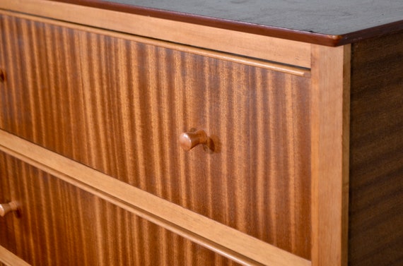 Midcentury Tigerwood And Beech Chest Of Drawers Vintage Etsy