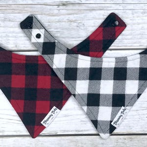 Black and White or Red and Black Buffalo Plaid Flannel Baby Blankets and Matching Drool Bibdanas image 4