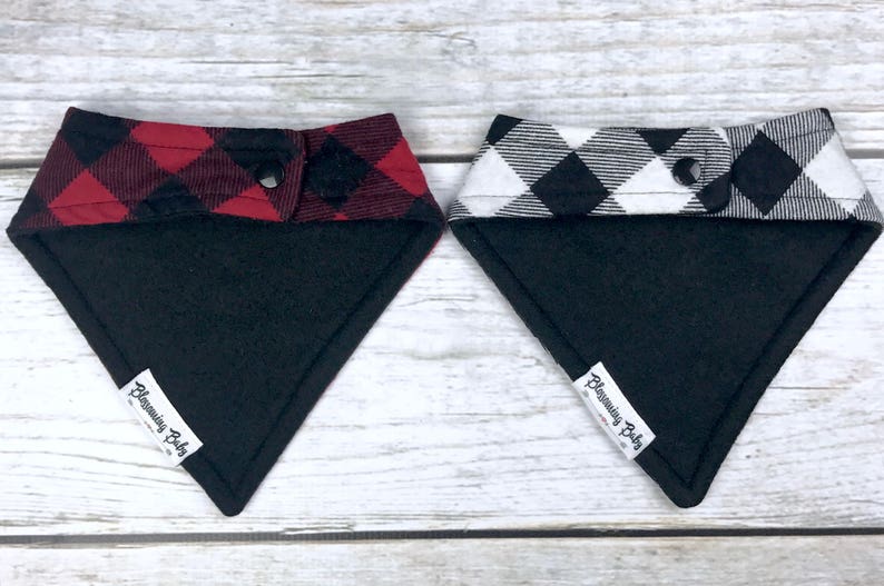 Black and White or Red and Black Buffalo Plaid Flannel Baby Blankets and Matching Drool Bibdanas image 3