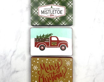 Farmhouse Christmas Themed Wood Pattered Rectangles