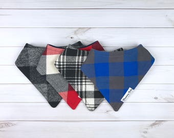 Buffalo Plaid Flannel Set of Boy Drool Bibdanas