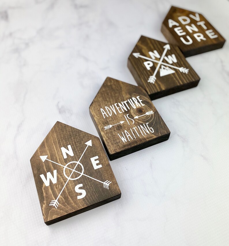 Stained Adventure PNW Compass Wood Pattered Houses