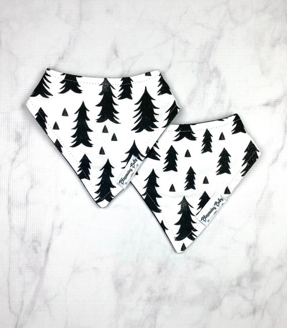 Watercolor Black and White Trees Print Baby Drool Bibdanas With Minky Crinkle Toy Lovey for Baby Sensory Play Etsy