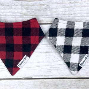 Black and White or Red and Black Buffalo Plaid Flannel Baby Blankets and Matching Drool Bibdanas image 2