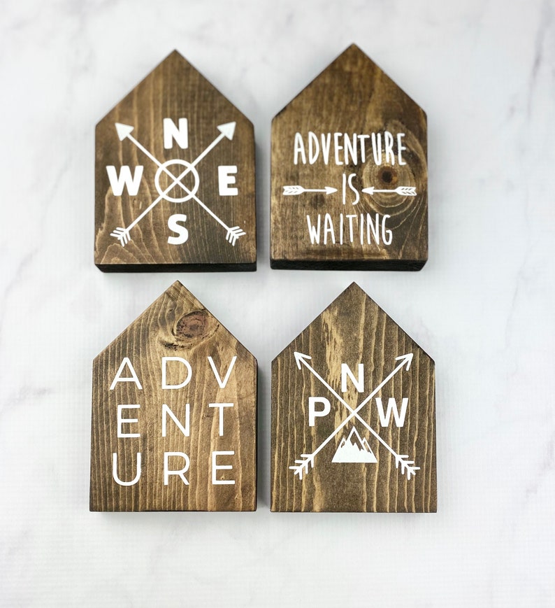 Stained Adventure PNW Compass Wood Pattered Houses