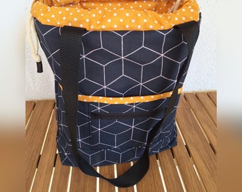 Sac de projet de tricot, sac de projet, sac fait main, sac bobble, tricot fait main au crochet, compartiments et fermeture éclair, cordon de serrage