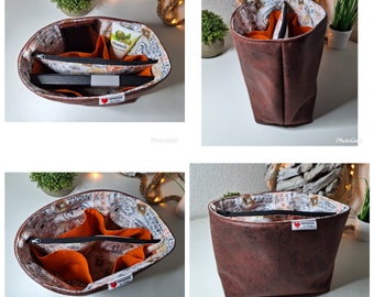 Bag organizer/ladies outside with brown faux leather