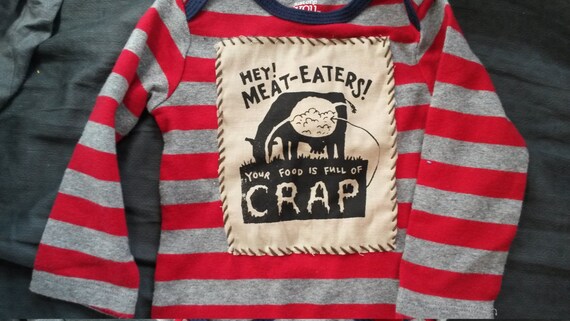 Unisex Long-Sleeved Comfy Shirt Upcycled Handmade Patch Clothes 18 months Pretty Cool Unique Vegetarian Comfy Pajama Top Mod Vegan Toddler