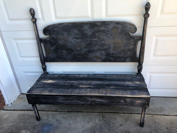 Head Board Entryway Bench Made To Look Weathered And Worn Etsy
