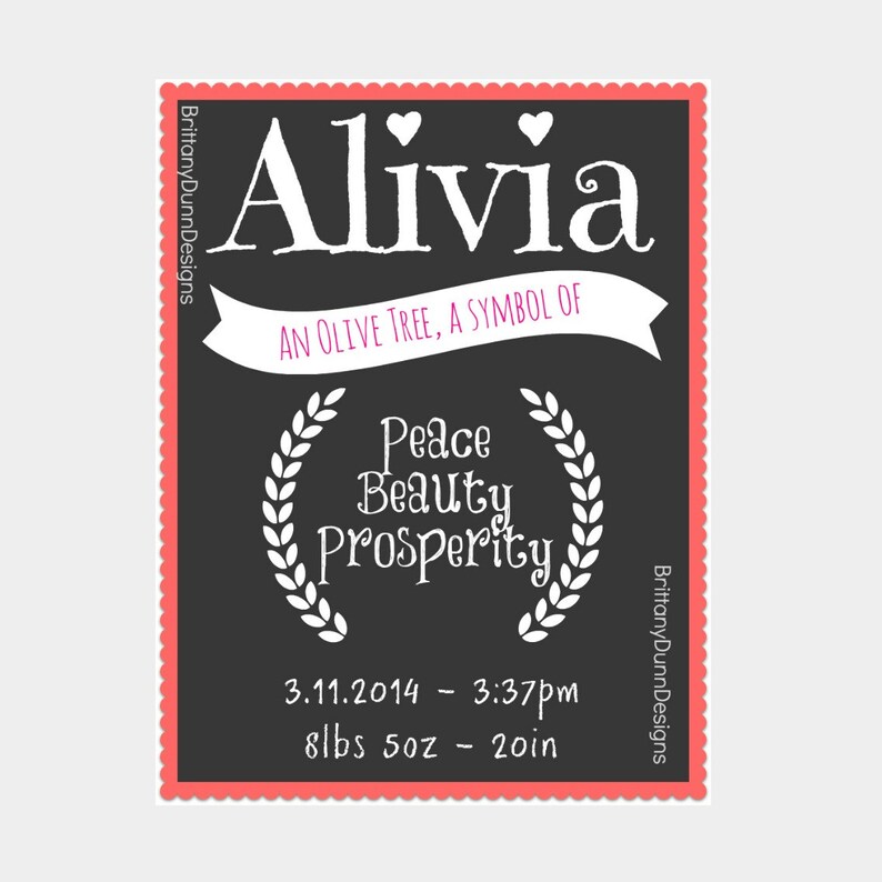 Baby Name Meaning Printable Decoration - Etsy