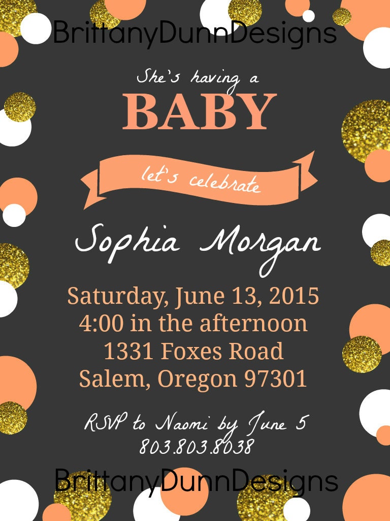 Baby Shower Invitation Confetti Girl Etsy