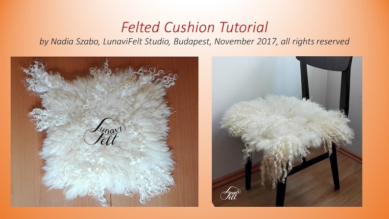Wet felting tutorial Felting book e-book pdf Fleece Locks Curls Sheepskin Felted rug chair cushion cover Felted fleece fur Raw sheep wool image 4