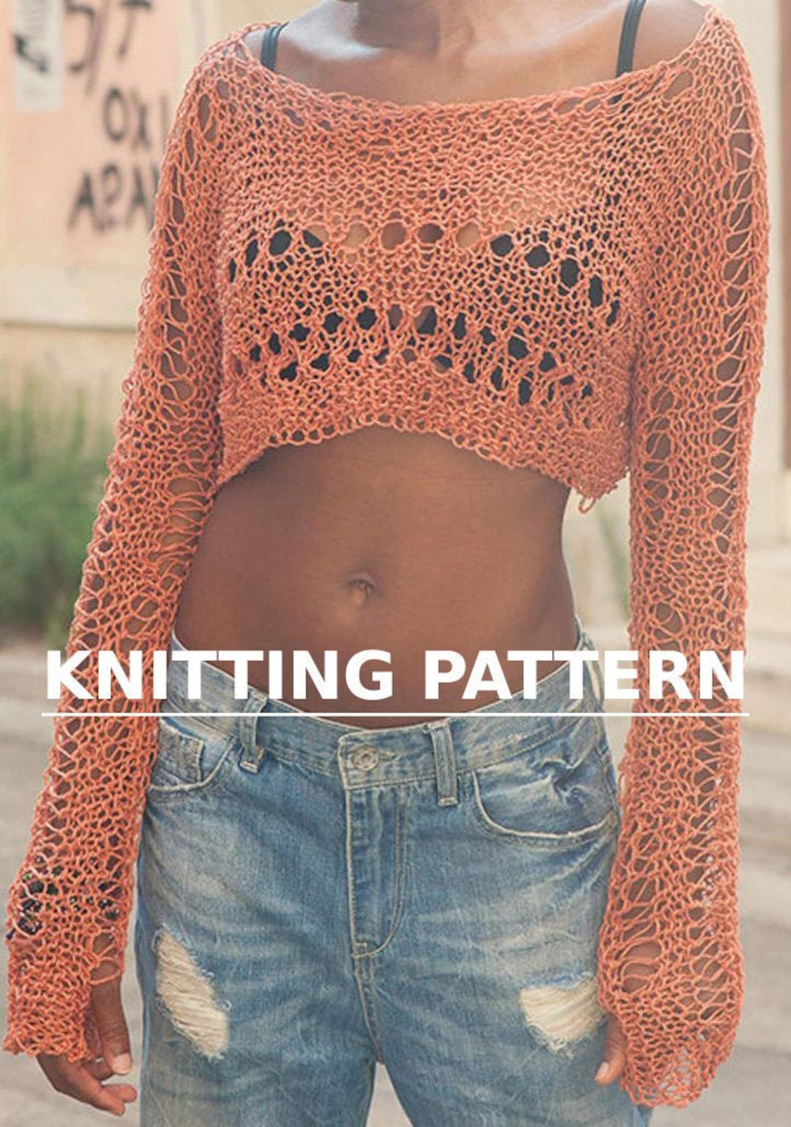 Knitting Pattern of Loose Knit Crop Top How to Knit This Etsy
