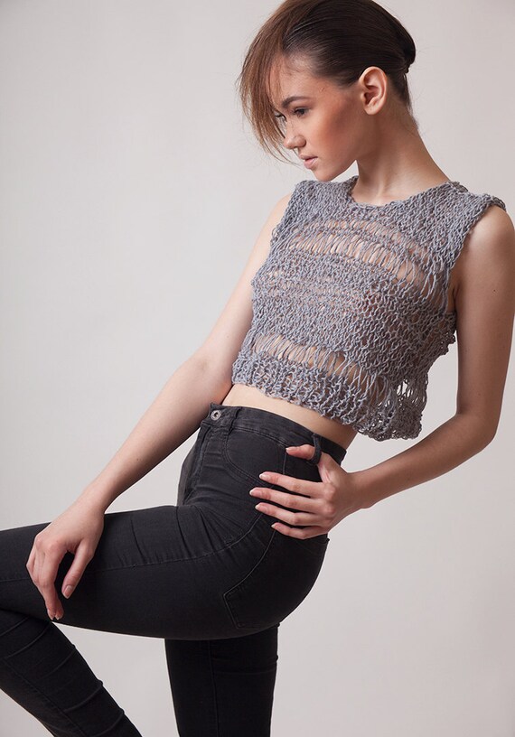 Blue Tank Sleeveless Knit Top 