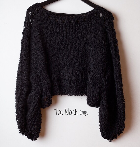 cropped black knit sweater