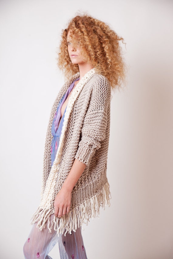 Detailed Knitted Cardigan One Size White Color
