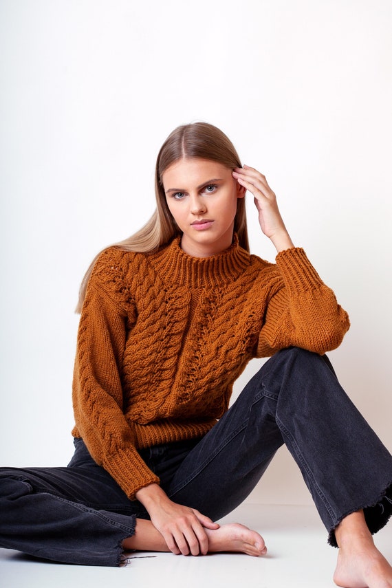 Cable Knit Mockneck Sweater With Long 