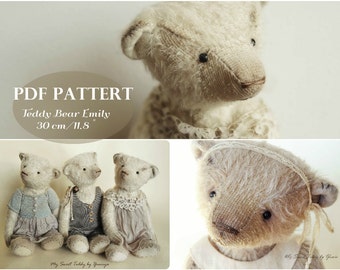 PDF Pattern Teddy Bear Emely +cloth dress and overall,instant download