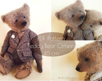 PDF Pattern Teddy Bear Ortwin 43 cm/17 inches, instsnt download, artist teddy bear pattern, interior doll pattern