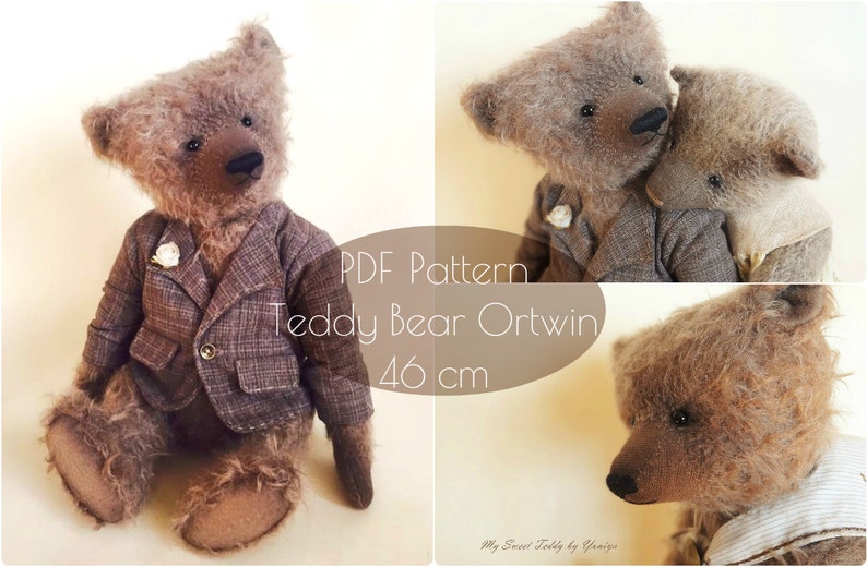 PDF Pattern Teddy Bear Ortwin 43 cm/17 inches, instsnt download, artist teddy bear pattern, interior doll pattern zdjęcie 1