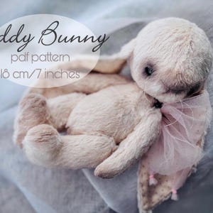 PDF Teddy Bunny Patroon, direct te downloaden, knuffel, kunstenaarsspeelgoed, haas, konijn, vintage