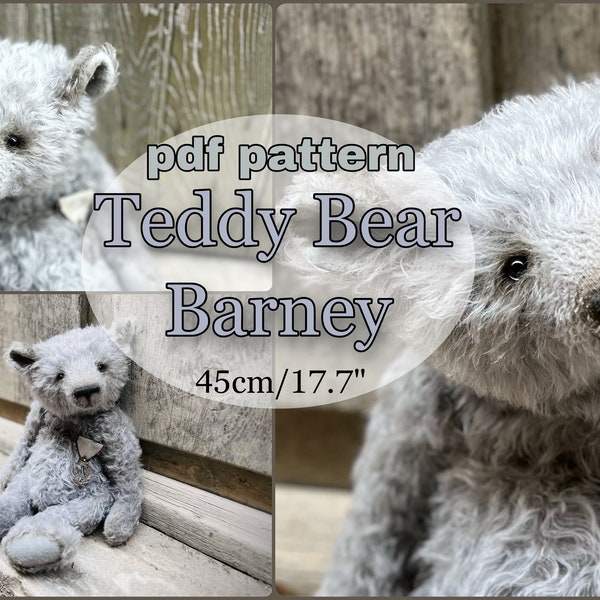 PDF-Muster Teddybär Barney 45 cm, sofortiger Download, Muster für Künstlerstofftiere, DIY-Sägemuster