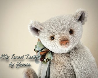 Collectible Teddy Claire 34 cm/13,4 inches, artist teddy bear, stuffed plush toy, interior doll soft sculpture