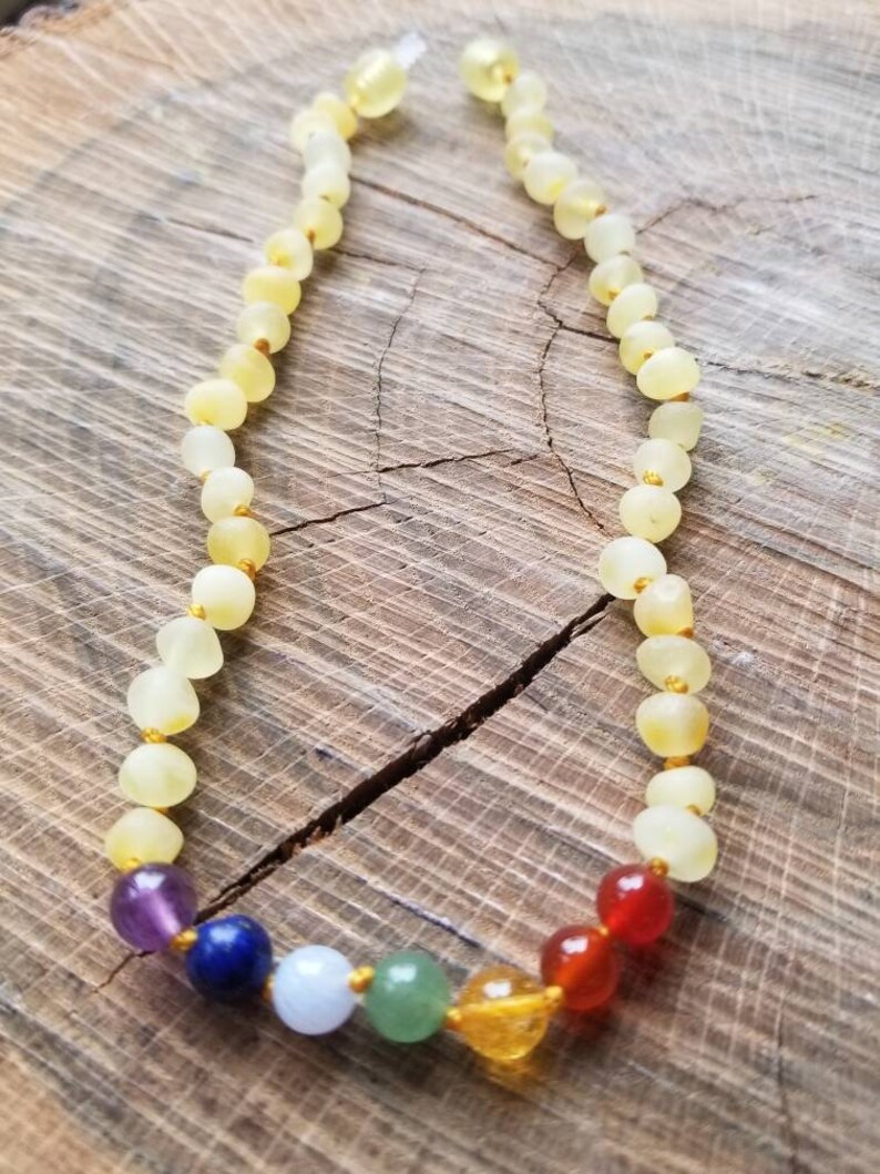 Raw Lemon Baltic Amber Chakra Teething Necklace