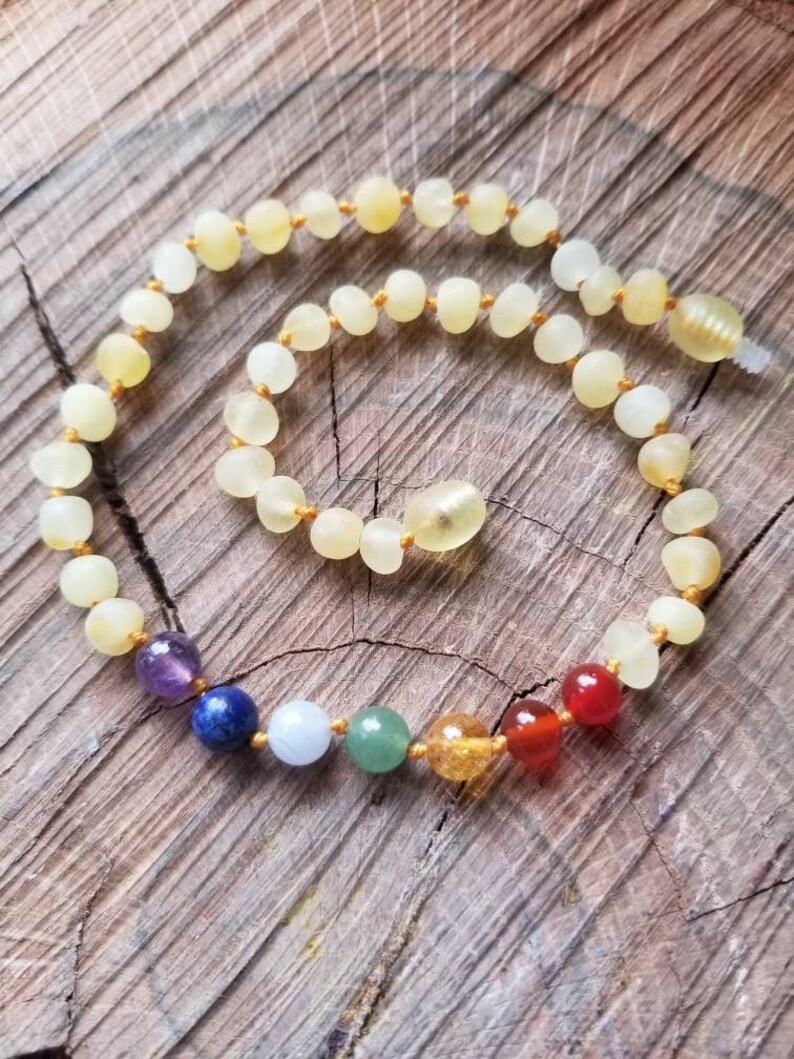 Raw Lemon Baltic Amber Chakra Teething Necklace