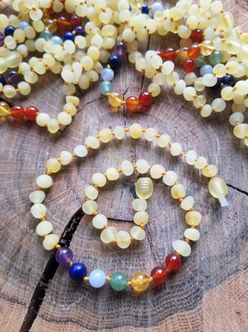 Raw Lemon Baltic Amber Chakra Teething Necklace