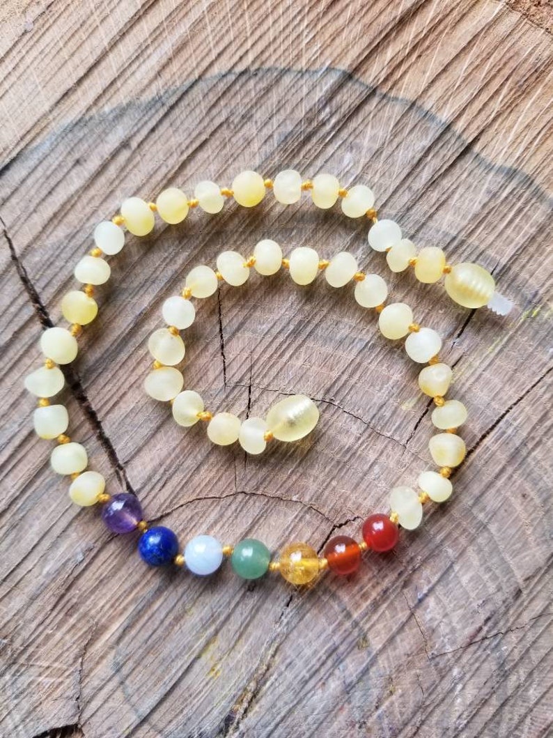 Raw Lemon Baltic Amber Chakra Teething Necklace