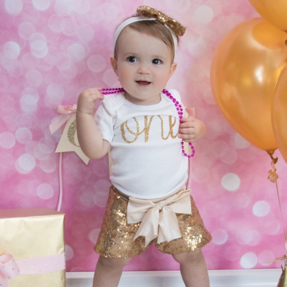 Gold Birthday Outfit Baby Girl 1st Birthday Outfit Gold Etsy