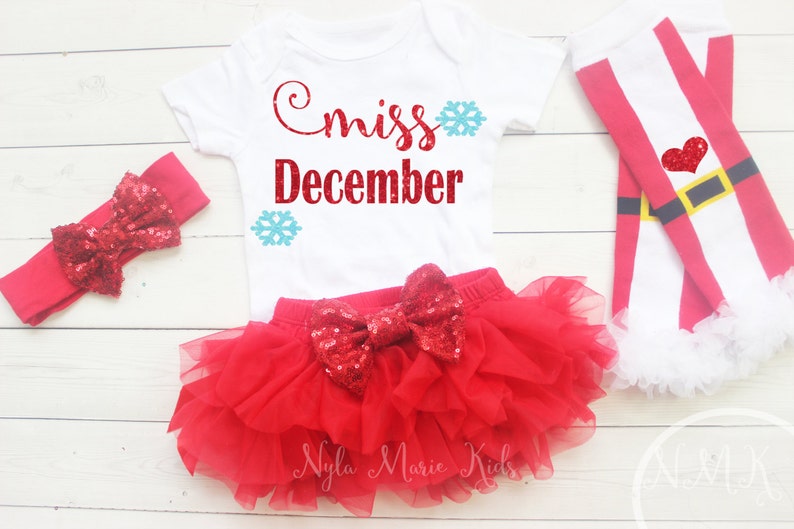 Girls Christmas Outfit Christmas Gift Newborn Christmas Birthday Baby/'s First Christmas Miss December Toddler Girls First Christmas