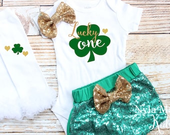 St Patricks Birthday, Girls Saint Patricks Day Shirt, St Patricks First Birthday Outfit, 1st Birthday Outfit, First St Patricks Day, Green