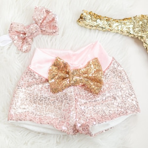 rose gold sequin shorts