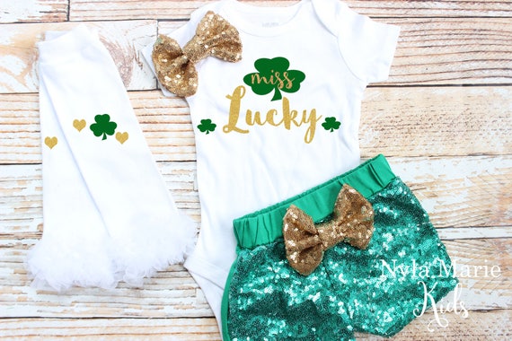 Ropa de día de las niñas de Santa Patricio, señorita suerte, chica