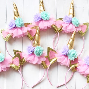 Unicorn Headband, Pink and Gold Unicorn Party, Unicorn Party Favors, Unicorn Birthday Party, Unicorn Baby Shower Gift, Hair Accessory