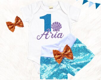 Mermaid 1st Birthday Outfit, First Birthday Outfit Girl, Baby Girl First Birthday Outfit, Mermaid First Birthday Girl Outfit,