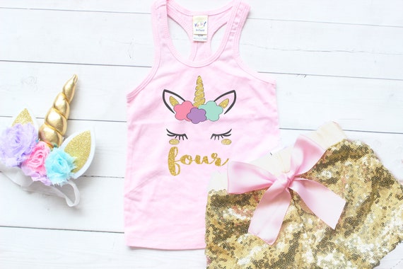 unicorn 4th birthday outfit