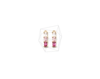 PDT-2309-G/2PCS/Cubic bar Pendant/3mm X 6mm/Gold Plated Over Brass , Cubic Zirconia/Jewelry Making