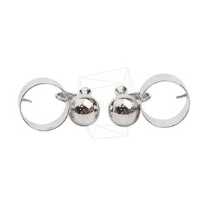 ERG-2198-R/2PCS/Ball round Non Pierced Screw Back Clips Earring /18mm X 30mm/Rhodium Plated Over Brass