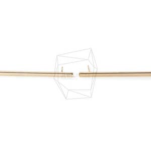 ERG-410-G/2PCS/Long Bar With Ring Earring Post/3mm x 44mm/Gold Plated over Brass/925 sterling silver post/Jewelry Making