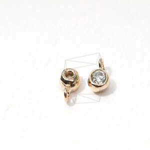 PDT-013-G/5pcs, kleine ronde Cubic Zirconia Charm-Mini Cubic Zirconia Connector-Tiny Clear CZ hanger-kleine CZ Connectoren / Sieraden maken