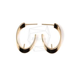 ERG-419-G/Curved Wide Plate Hook Earring/17mm x 27mm/Gold Plated over Brass/Jewelry Making