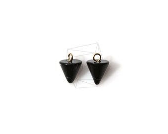 STO-051-G/2Pcs-stone Cone Pendant/ 9mmx12mm /Gold Plated over brass/Jewelry Making