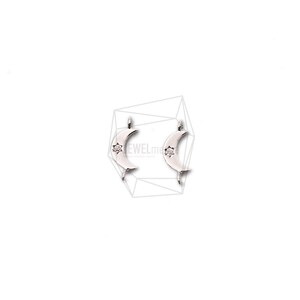 CNT-187-R/2PCS/Crescent Connect/5mm X 11mm/Matte Rhodium Plated Over Brass/Jewelry Making