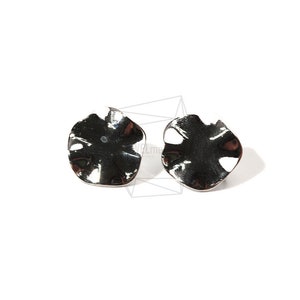ERG-768-R/2PCS/Pentagon Shape Post Earring/17mm X 15mm/Rhodium Plated Over Brass , Titanium Post/Jewelry Making
