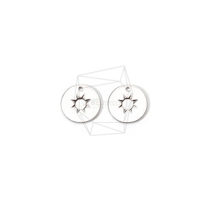 May include: Two silver charm pendants with a sun design. Each pendant has a hole at the top for attaching to a chain or bracelet.