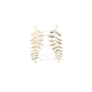 PDT-2569-G/2Pcs-Leaf Pendant/ 11.3mm x 28.6mm/Gold Plated Over Brass/Jewelry Making