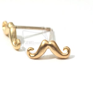 ERG-008-MG/6Pcs-Brass Metal Mustache Earrings With Sterling Silver Posts-Metal Mustache Earring-Tiny Mustache Earring-Unique Mustache